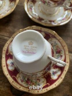 Vintage Royal Albert Lady Hamilton Cafetière Et 10 Demi Tass Tasses Plus Sugar Bow