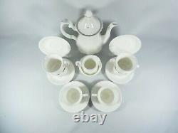 Vintage Royal Albert Reverie 15pc Cafe Set Pot Cup Saucer Duo White Bone Chine