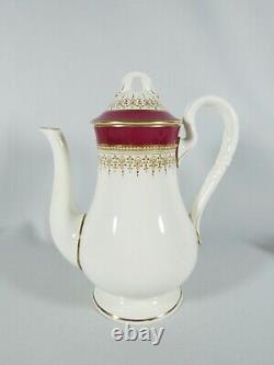 Vintage Royal Worcester Red Ruby Regency 9pc Demitasse Set Coffee Pot Cup Chine