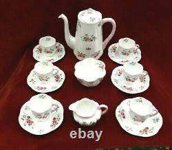 Vintage Shelley Rose & Red Daisy 6 Pièces Set De Café Tasses Soucoupes Pot Pot