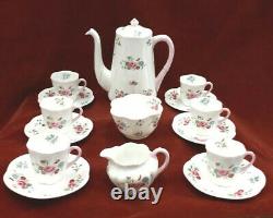 Vintage Shelley Rose & Red Daisy 6 Pièces Set De Café Tasses Soucoupes Pot Pot