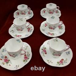 Vintage Shelley Rose & Red Daisy 6 Pièces Set De Café Tasses Soucoupes Pot Pot