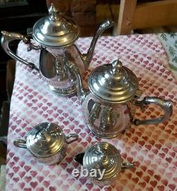 Vintage Silver Plaqué Sur Copper Afternoon Tea & Coffee Set 4 Pièces Par Towle