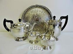 Vintage Silver Tea & Coffee Set Sur Le Plateau Viners Silver Plate Art Nouvea C. 1910
