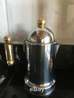 Vintage Vev Vigano Italienne En Acier Inoxydable Kontessa Oro Espresso Set Café