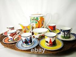 Vintage Wedgwood Clarice Cliff Edition Limitée Express Coffee Cups Set Rare