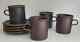 Vtg Mcm Arabia Finland Ruska Brown Moucheté 3 1/2 Tasse À Café Mug Soucoupe Set 4