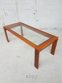 Vtg MID Century Teak Glass Coffee Table Set Of Two Nest Of Tables Side Danois