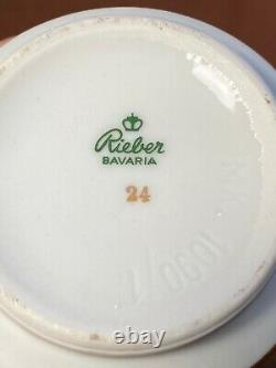 Vtg Rieber Bavaria Porcelaine 15-piece Noir Or Demitasse Cafetière Allemagne