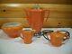 Vtg Royal Rochester Porcelaine Coffee Percolator Set Ohio Ohio Orange 20's Works