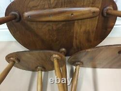 Vtg Set Of MID Century Ercol Pebble Solid Elm Tables Cafés Danois Astro Danois