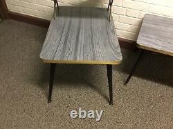 Vtg Set Of MID Century Modern 50s 60s Retro Cafe End Table Set Gris Stratifié