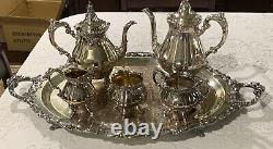 Wallace Baroque Tea & Coffee Set 6 Pièces Vintage Siverplate Set