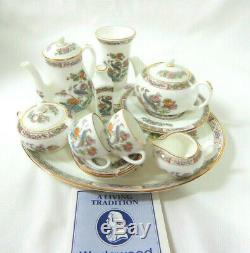 Wedgwood Miniature Plateau Set Kutani Anglais Crane Porcelaine Vintage 15pcs